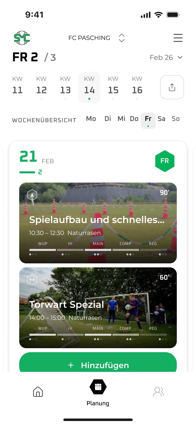 SMARTCOACH App – Wochenplanung